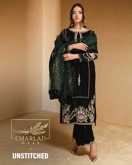 Emarlad Wear Exclusive Velvet Collection Khaka - Black - Velvet microo 9000