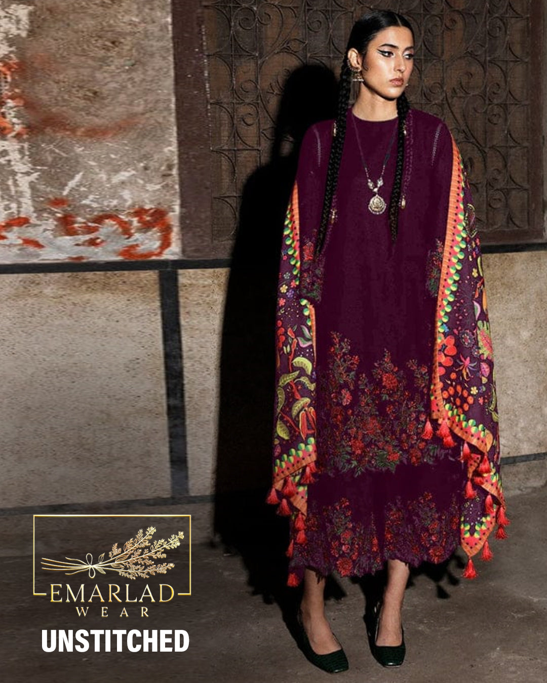 Jugnu | Purple - Chikankari Lawn Collection