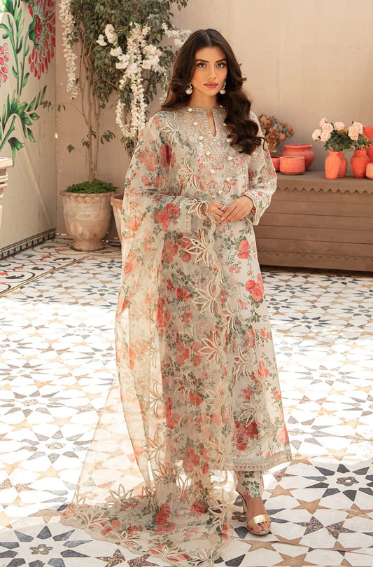 Vaniya skin pure Lawn Digital Hand Work Dress