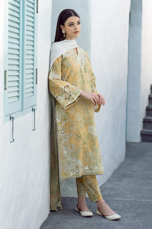 Baroque Skin Digital Print Embroidery Full Suit Print Dress