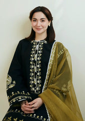 ZARA SHAJAHAN BLACK EMBROIDERY DRESS 3PC