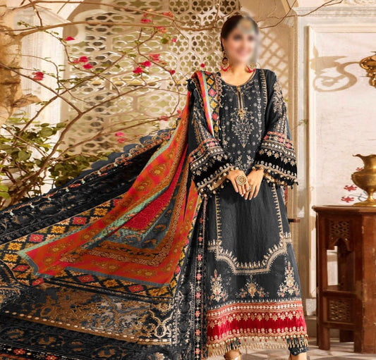 M.B MBROIDERED BLACK CHIFFON FORMAL COLLECTION