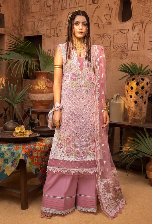 Adan Libas Shiffle Pink Chikankari Dress 3pc