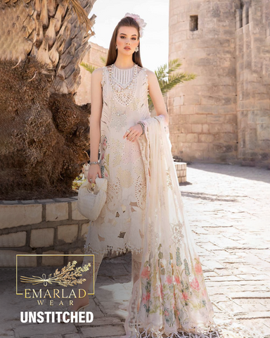 Maria B D-2407-A | Off White - Cotton Chikankari Collection