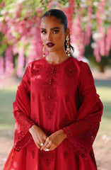 QALAMKAR RED EMBROIDERY CHIKANKARI COLLECTION