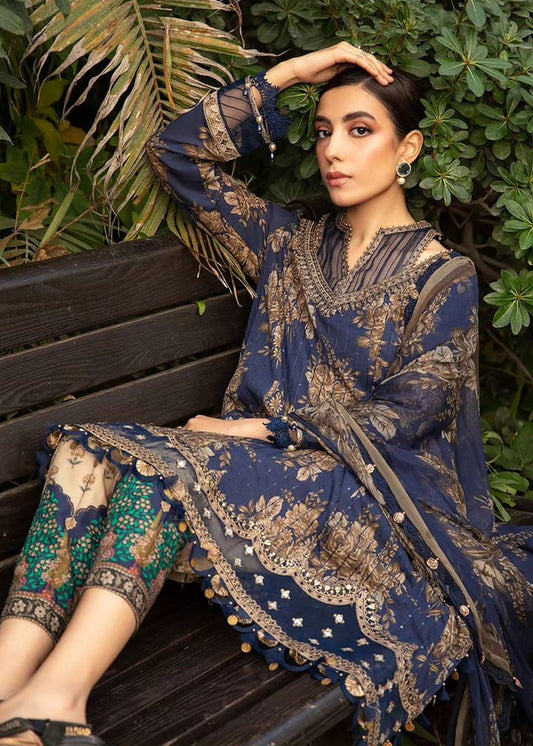 Maria B Blue front Emb New Arrival Lawn 3pc