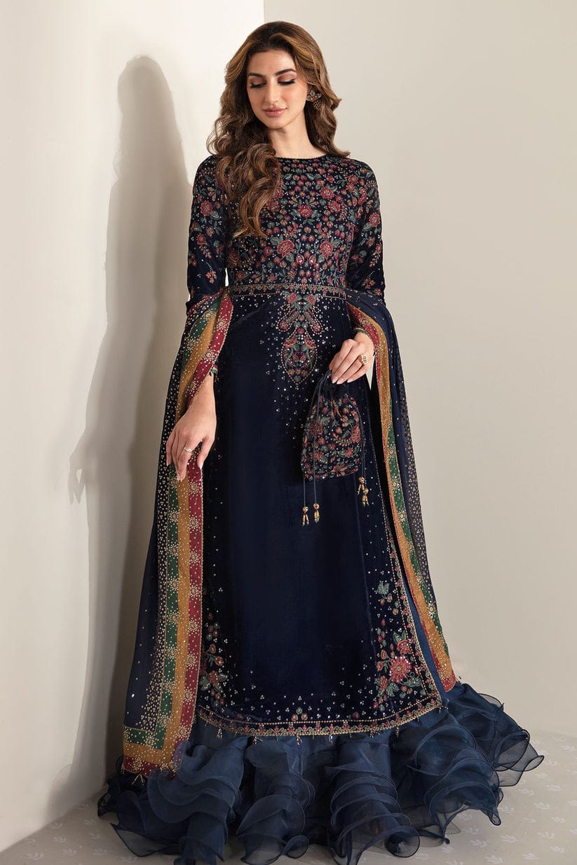 JAZMIN BLUE EMBROIDERED VELVET FORMAL COLLECTION