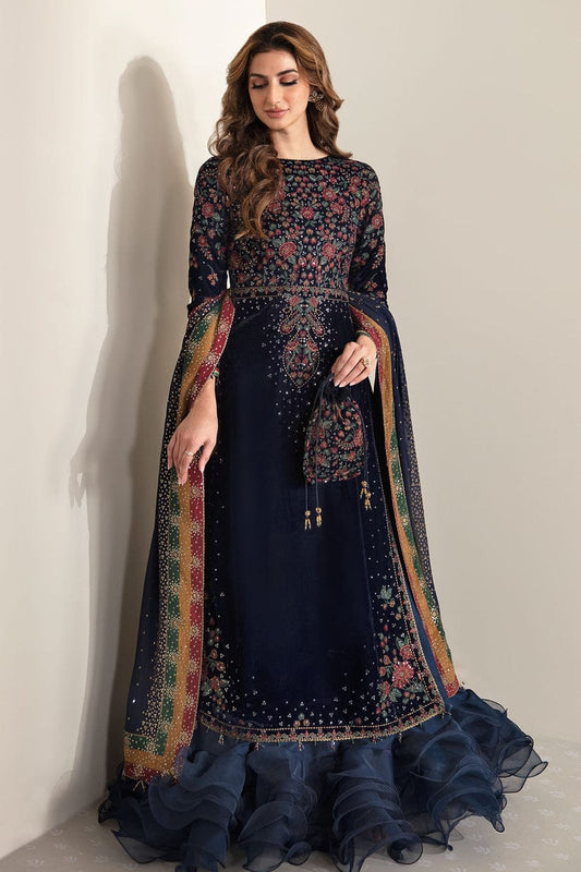 JAZMIN BLUE EMBROIDERED VELVET FORMAL COLLECTION