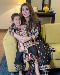 Hania Aamir Wear Black Lawn Fully Embroidery Dress 3pc