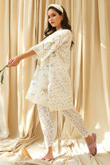 FARIDA HASSAN WHITE NEW  CHIKANKARI LAWN DRESS 3PC