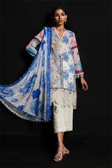 SS Skin Blue Pure Lawn Embroidery Dress 3pc Summer Collection