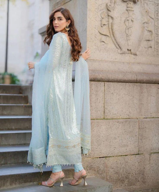 MAYA AVELINE SKY BLUE CHIFFON DRESS