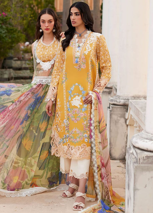 Mushq T/R Yellow Chikankari Lawn Embroidery Collection