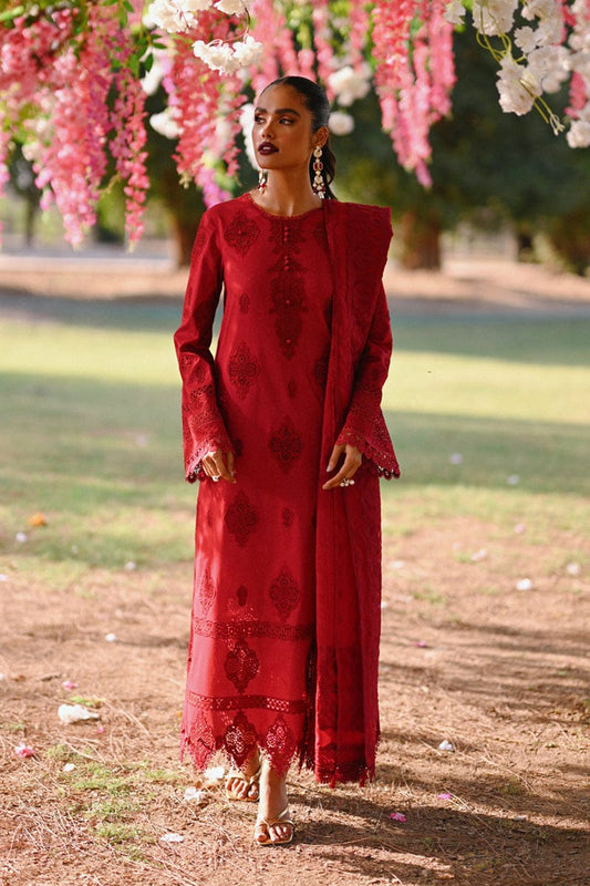 QALAMKAR RED EMBROIDERY CHIKANKARI COLLECTION