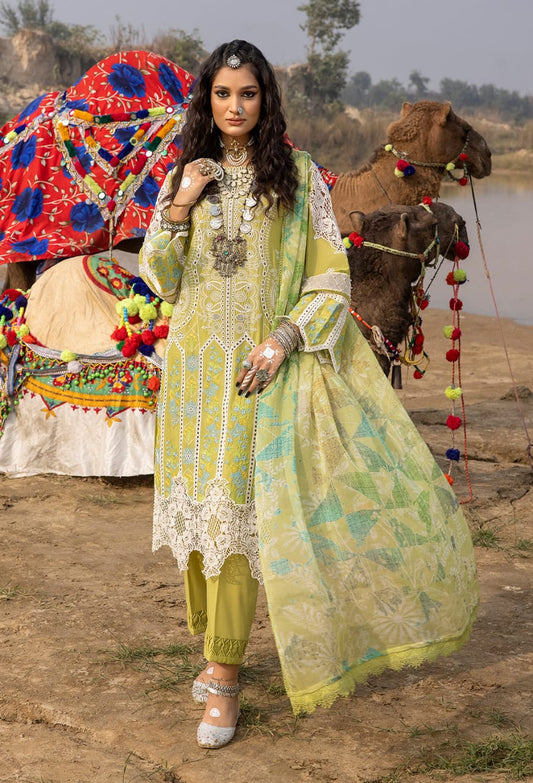 Adan Libas Green Chikankari Dress 3pc