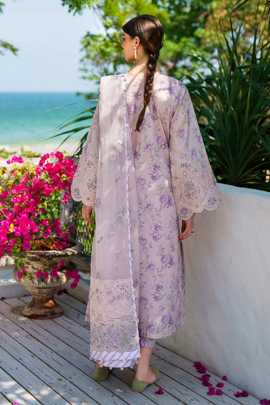Baroque Purple Digital Print Embroidery Dress  New Arrival
