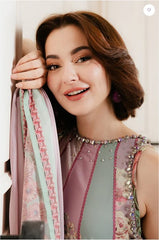 Lulusar Pink Silk Lining Digital Print & Hand Work Party Wear Dress (BH)