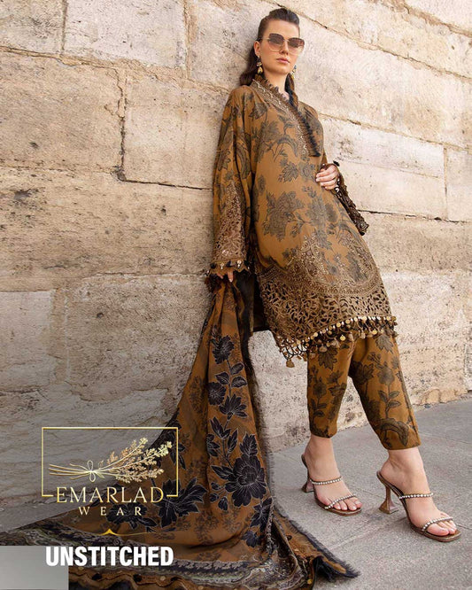 Maria B pure lawn with chiffon dupatta golden