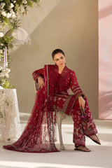 Sobia Nazir 14A Unstiched 3 Pcs | Maroon - Premium Lawn Chikankari Luxury Collection