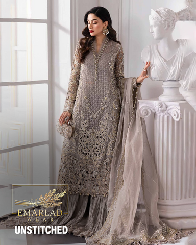 Maria B BD-3006 | Steel Grey - Chiffon Collection