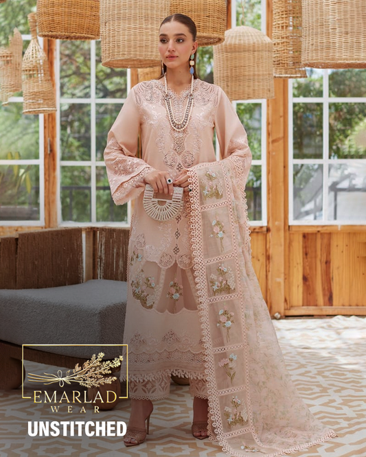 Crimson | Peach - Laser Chikankari Collection
