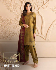Iznik | Mehndi Mehroon dupatta - Lawn With Chiffon Dupatta
