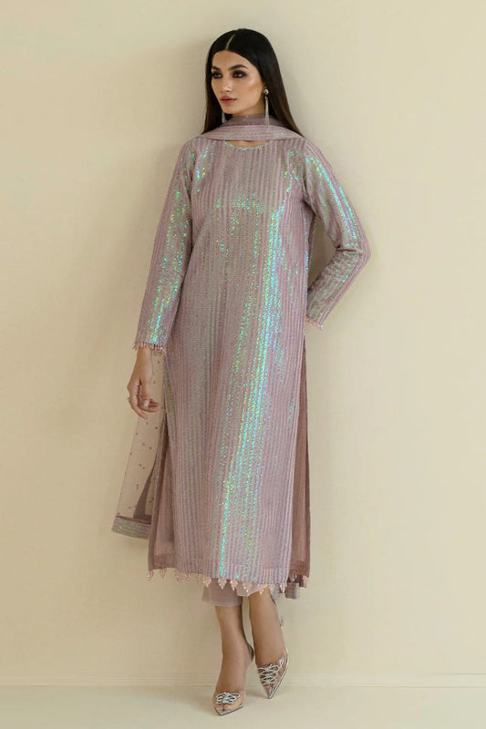 EMBROIDERED NET Pink Sequence UF-384