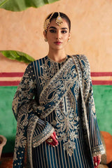 Afrozeh Amal blue chiffon embroidered dress
