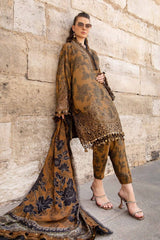 Maria B pure lawn with chiffon dupatta golden