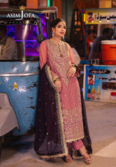 Asim jofa Embroidered Chiffon  T-Pink
