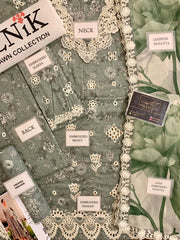 Iznik grey SFL-10 Embroidered Lawn