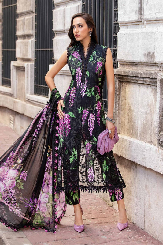 Maria b black grape 3 Piece Unstitched Printed Lawn Suit