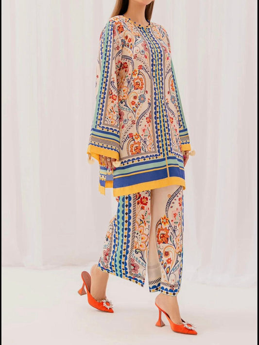 Shamoze Silk - 3 Piece - Digital Print - MultiColored