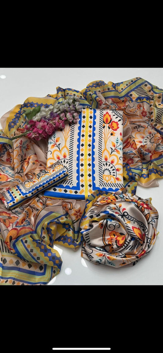 Shamoze Silk - 3 Piece - Digital Print - MultiColored