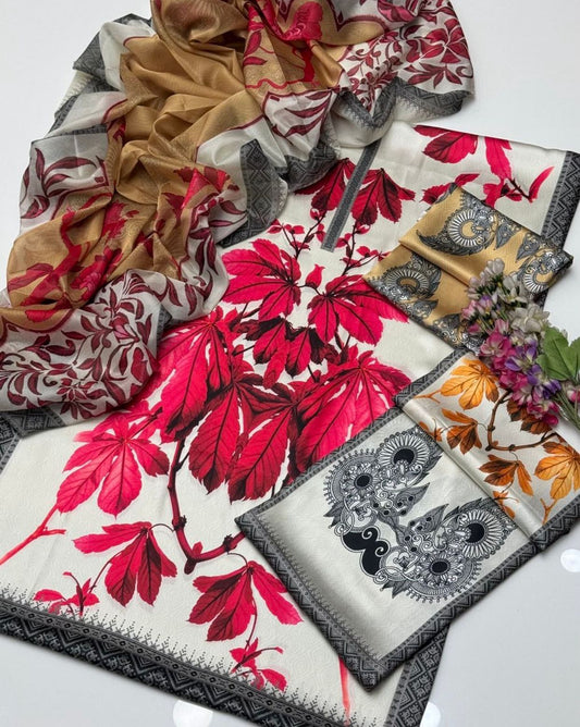 Shamoze Silk - 3 Piece - Digital Print  - Floral