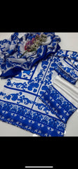 Shamoze Silk - 3 Piece - Digital Print - Blue & White Floral
