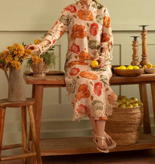 Shamoze Silk - 3 Piece - Digital Print - Cream Floral