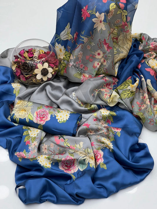 Shamoze Silk - 3 Piece - Digital Print - Grey