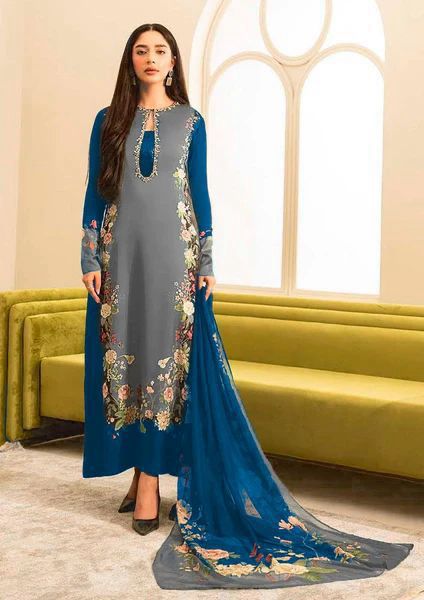 Shamoze Silk - 3 Piece - Digital Print - Grey