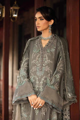 Maria B | 3 Piece Unstitched Embroidered Lawn Suit - Grey D9