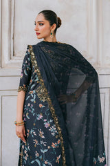 Iznik | Black - Embroidered Lawn with Digital Printed Silk Dupatta