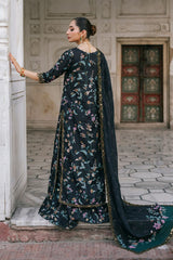 Iznik | Black - Embroidered Lawn with Digital Printed Silk Dupatta
