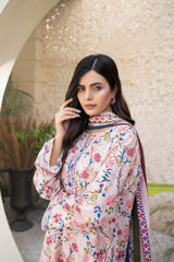 Firdous | White Multi - Digital Lawn Collection