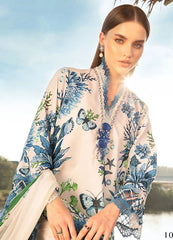 Maria B MPT-2510-B | White & Blue Butterfly - Lawn Eid Collection