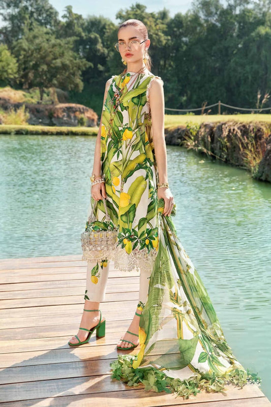 Maria B MPT-2503-A | White & Yellow (lemon)- Lawn Collection