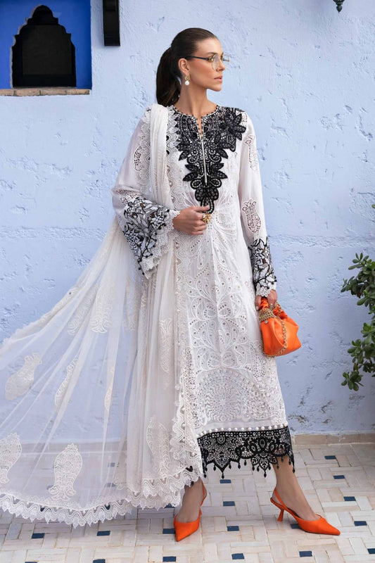 Maria B D-2505-A |Black & White - Luxury Lawn Chikan kari Collection 2025     