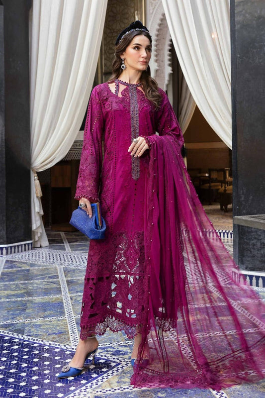 Maria B D-2502-B | Magenta - Summer Cotton Chikankari Collection
