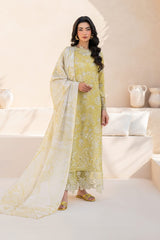 Iznik - Mehndi Green | Printed Lawn With Chikankari Embroidered Collection