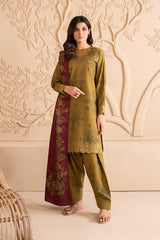 Iznik | Mehndi Mehroon dupatta - Lawn With Chiffon Dupatta