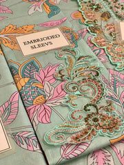 Ramsha Khan | Aqua Green - Lawn Chiffon Dupatta Collection